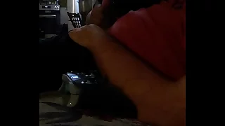 Sister rubs and blows my detect til I cum